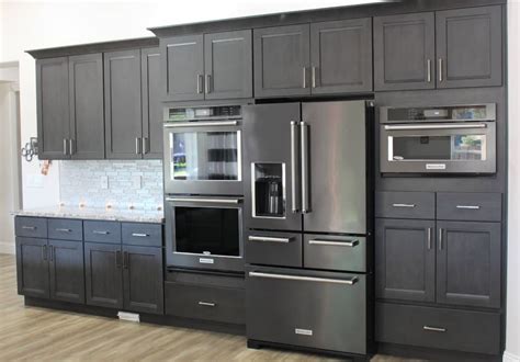 black stainless steel fog gray cabinets|black stainless steel kitchen colors.